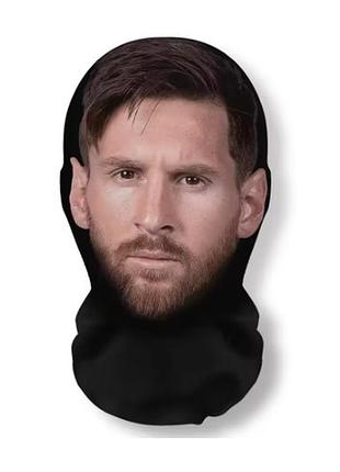 Маска балаклава с принтом лицеватая мессы черная авс