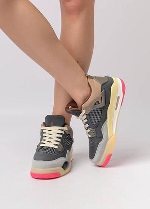 Розпродаж кросівки жіночі air jordan 4 x off-white grey pink