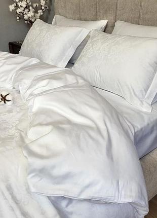 Сатин jacquard, tiara white (євро на рез.)