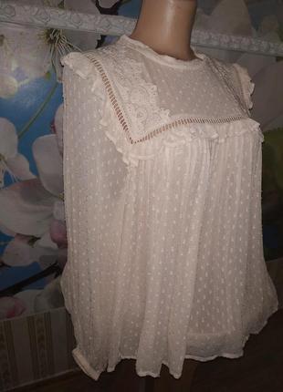 Блуза винтажная натуральная с натуральным кружевом river island3 фото