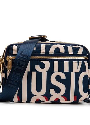 Сумка жіноча крос-боді текстильна поліамід jielshi c68 blue letters