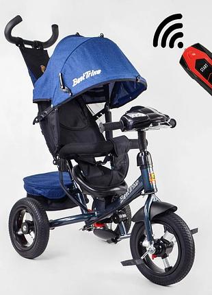 Велосипед 3-х колесный синий best trike надувные колеса d=29см. переднее, d=26см. задние, фара с usb