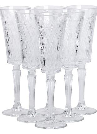 Набор бокалов для шампанского 6 шт 200 мл стеклянные на ножке hp-19-126