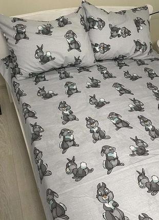 Постільна білизна бязь зайчик сірий двоспальний