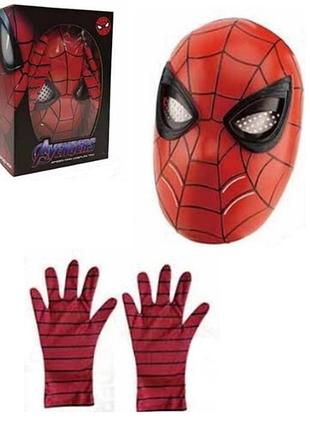 Набор человек паук маска и две перчатки в коробке