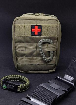 Тактична аптечка олива водонепроникна для стегна та molle 19см х 16см х 10см ve-33