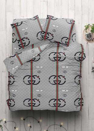Постільна білизна бязь гуччі сірий двоспальний