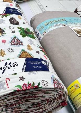 Постельное белье фланель пряничные домики серый двуспальный евро