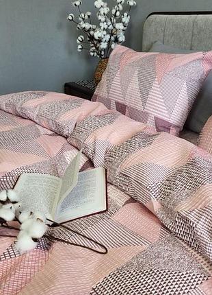 Постельное белье ранфорс-жатка калейдоскоп розовый двуспальный