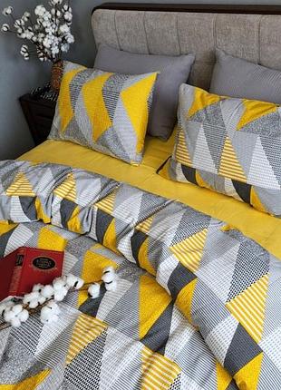 Постельное белье ранфорс-жатка калейдоскоп желтый микс