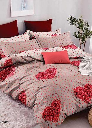 Постільна білизна бязь россип сердець беж сімейний