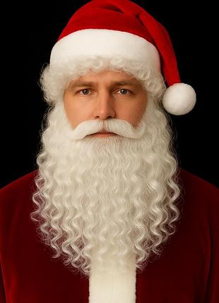 Набір справжнього санта клауса (борода/перука/шапка) преміум abc