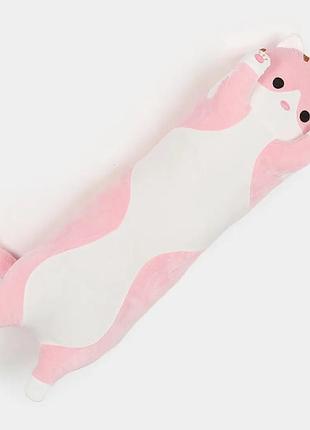 Мягкая игрушка-подушка длинный кот 70 см, розовый