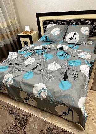 Постельное белье бязь гламурная кошка бирюзовый