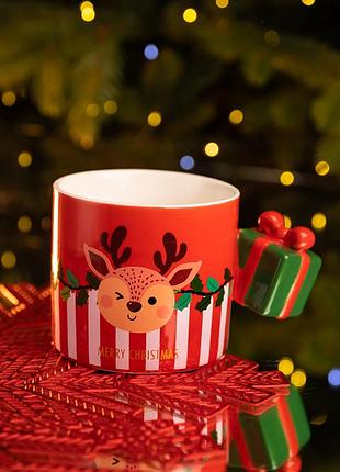 Чашка фарфоровая новогодняя merry christmas 400 (мл) красная yiwu fm-cs-49r