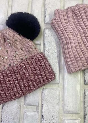 Шапка вязана зі снудом 44-50 р