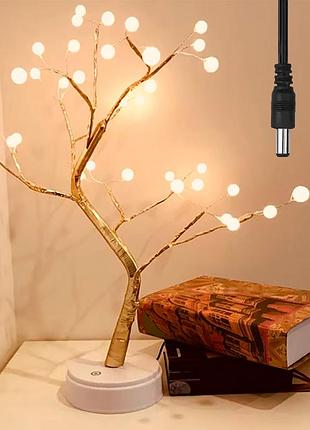 Ночник в виде дерева-бонсай с жемчугом (50см), от usb, теплый белый