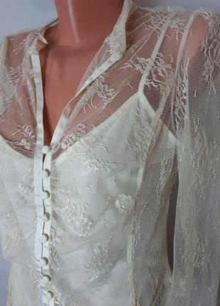 Шикарная ажурная блуза цвета шампань m&s (размер 12-14)6 фото