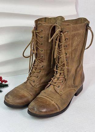 Шикарные кожаные высокие коричневые ботинки aldo