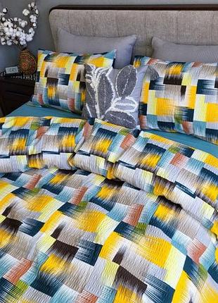Постельное белье ранфорс-жатка интрига бирюза микс