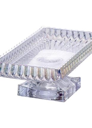 Фруктовница стеклянная на ножке 28х15х10 (см) прямоугольная ваза конфетница для фруктов прозрачный hp-19-151l