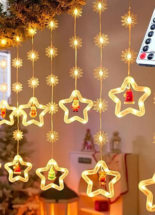 Гірлянда фігурки в зірках з пультом, від usb, 3×0,5м, ma-412, теплий білий