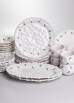 Столовый набор посуды тарелок и чашек 32 предмета на 6 персон pearl фарфоровый yy78-4a