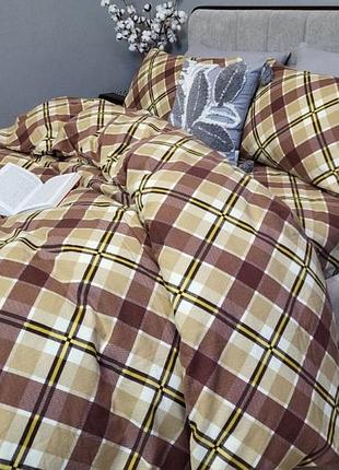 Постельное белье фланель крафт пастель двуспальный евро