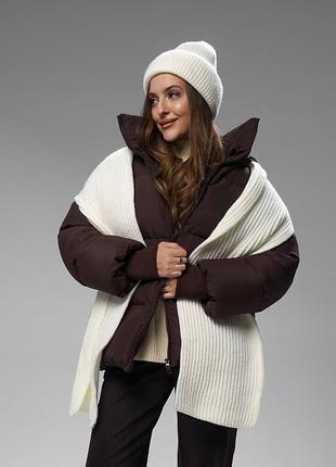 Комплект шапка + шарф молоко