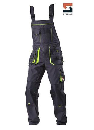 Полукомбинезон рабочий steeluz темно-серый с салатовой отделкой, 58