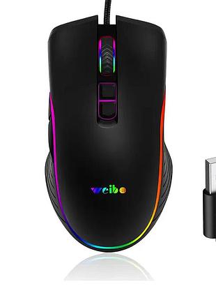 Проводная игровая мышь с подсветкой от usb, 7 кнопок, 4800 dpi, weibo s320