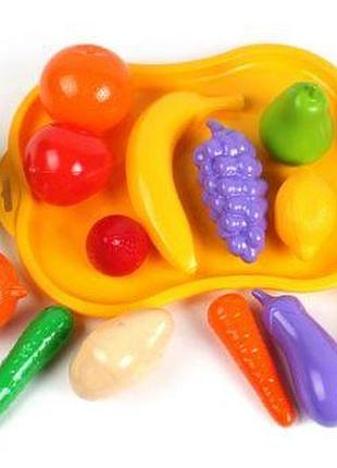 Набор фруктов и овощей, с подносом (16 эл)