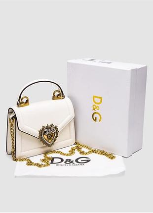 Жіноча сумка dolce&gabbana small smooth calfskin devotion bag white premium
