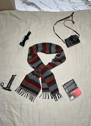 Вінтажний смугастий шарф з вовною 🧶🤎🧡