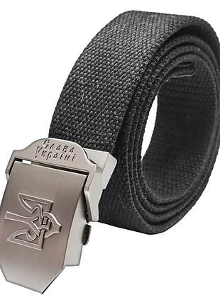 Чоловічий тактичний ремінь з металевою пряжкою з гербом, 120см, чорний