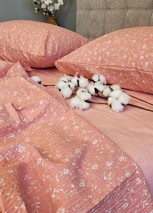 Постельное белье ранфорс-жатка марсель персик микс семейный