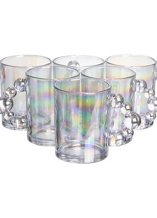 Набор чашек 6 шт для чая и кофе по 350 (мл) кружки стеклянные rainbow hp-19-zd-4