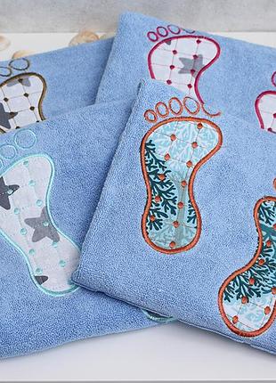 Рушник для ніг махровий 50х70, спортивнець-килимок для ніг ніжки щільність 650 г/м2 аква (туреччина) блакитний