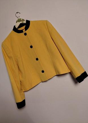 Винтажный жакет желтого цвета. 80% шерсть. размер l/ небольшой xl.
