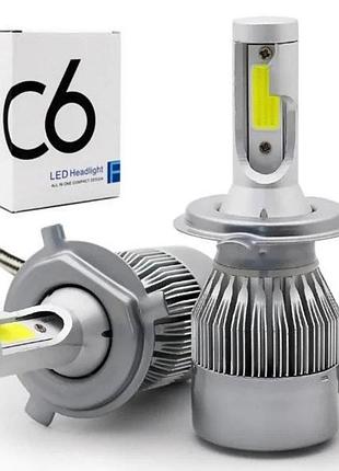 2 шт лед лампы h4 с6 (36вт)