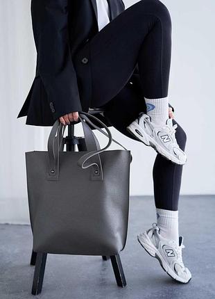 Сумка шоппер экокожа,женсая сумка шоппер большого размера на плечо минди серый