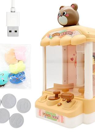 Автомат с игрушками мишка + 5 монет, от usb