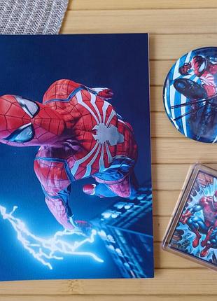 Набор человек-паук spider man блокнот значок брелок код 25525