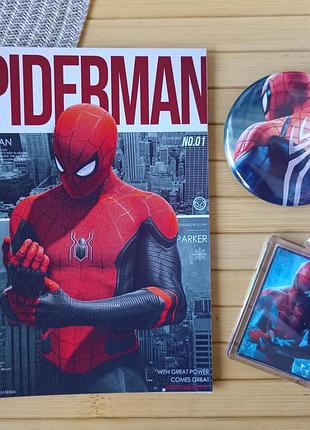 Набор человек-паук spider man блокнот значок брелок код 25527