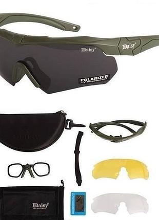 Тактические очки daisy с поляризацией и диоптрией для взрослых унисекс 3 комплекта стекла черная dm-11