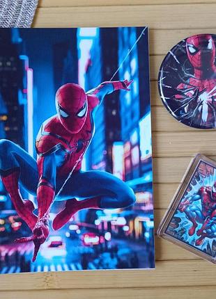 Набор человек-паук spider man блокнот значок брелок код 25528