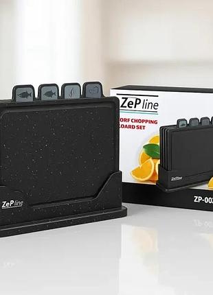 Кухонний набір дощок zepline zp-00220 5 предметів, з підставкою чорний