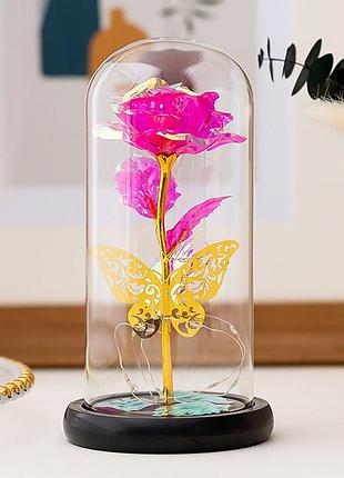 Троянда в колбі з led підсвічуванням на батарейках 21х11см