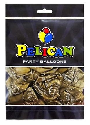 Шарики pelican латексные 12" (30см) "с днем рождения, гирлянда" хром золото 5-стр 50шт 824053 knz
