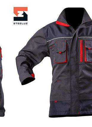 Рабочий мужской костюм с брюками steeluz, темно-серый красная отделка, 52